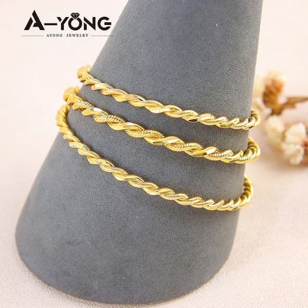 Nigerian wedding jewelry 21k gold-plated Algerian twisted elegant cuff bracelet Middle Eastern women participating in events party jewelry 250326