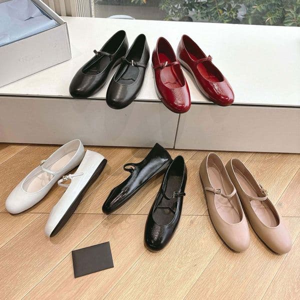 Top quality silk Round toe Mary Jane shoes Ballet flats with a strap Women's flat loafers dress shoes Real leather ballerina Flat Luxury designer shoe womens Factory