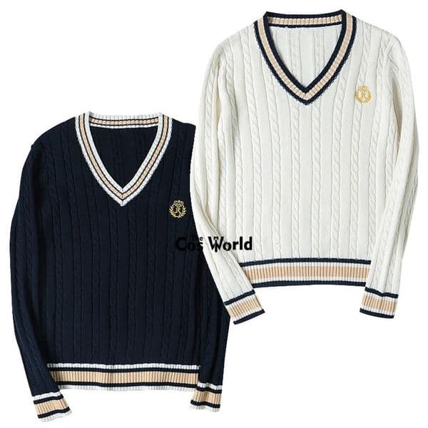 SXXL autumn and winter mens long sleeved knitted top with floral Vneck sweater suitable for JK school uniform student clothing 250326