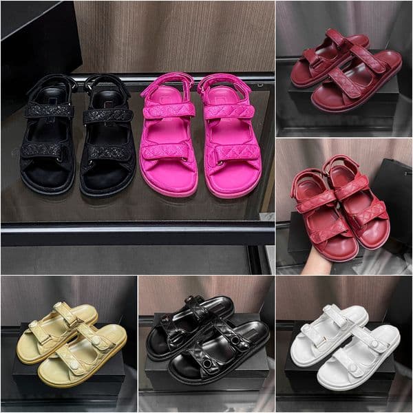Woman designer sandal luxury sandles famous slides shoes slippers dad sandalias denim slipper womens sliders quilted sandal beach sandalen cowhide leather buckle
