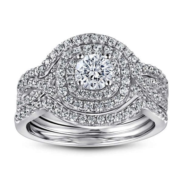 Ring Man Sterling Electroplating wed band 18K Gold Micro-Inset Zircon Female 925 Sterling Silver Combination Advanced Sense Clover