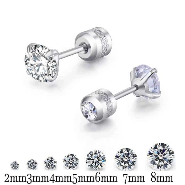 Stainless steel 4-color CZ zircon Korean womens earrings crystal screws titanium steel earrings anti allergic Bo jewelryXJ250327