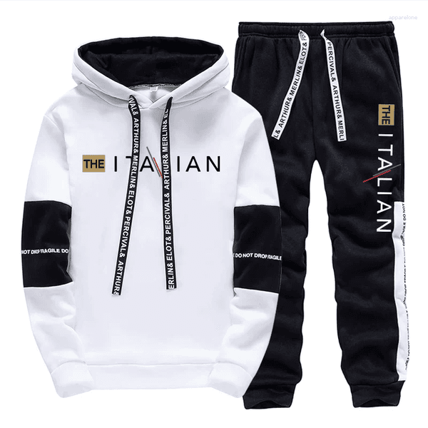 Men's Tracksuits 2025 Tracksuit PrintedCasual Hooded Sweatshirts Sweatpants 2 Pcs Set Comfort Daily Classic Black White S Mens Suit