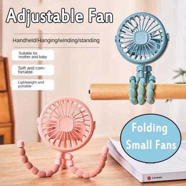 Handheld long-life octopus fan small desktop fan USB charging portable night light adjustable scene fan outdoor sports fan X250329