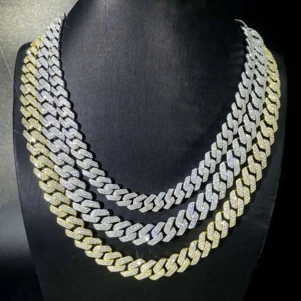 Wholesale Price Hip Hop Fine Jewelry Necklace 6mm 8mm 12mm 925 Sterling Silver D-vvs Diamond Moissanite Cuban Chain Necklace
