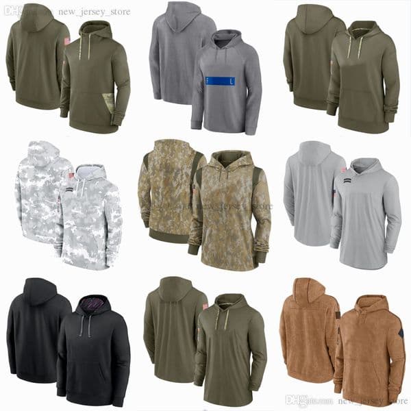 DIY Custom Football Wear Hoodies Camo Salute to Service Pullover Long Sleeve Hooded T-Shirt Sweatshirts For any Teams Jerseys Sideline Therma Performance pocket