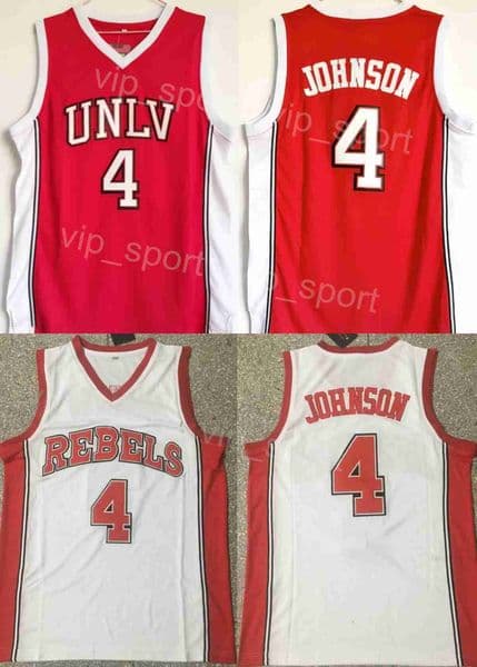University Basketball 4 Larry Johnson Jerseys UNLV College Shirt Team Red White Retro Breathable Activewear Quick Dry Workout Sweatshirt Good Quality Men Sale