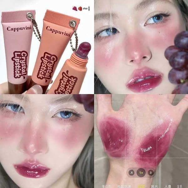 Jelly Purple Transparent Lip Gloss Moisturizing Mirror Lip Cream Bright Glass Moisturizing Full and Long lasting Lip MakeupXJ250329