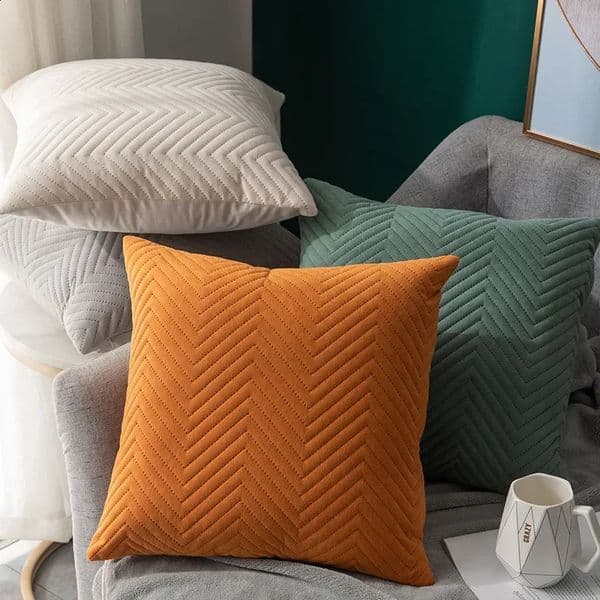 Quilted Velvet Pillowcase Throw Pillow Covers Home Cojines Decor Pillow Cases Simple Sofa Cushion Cover Decorative 45x45cm 250325