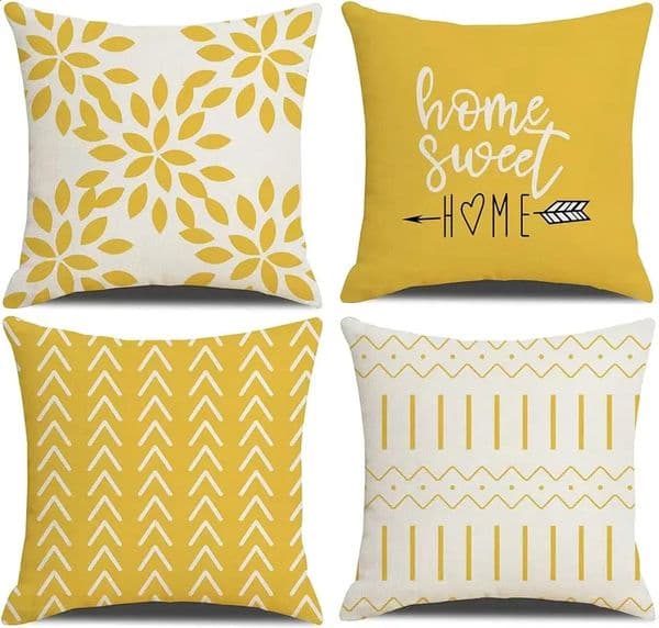 Cushion cover 45x45 cm square yellow geometric letters modern decorative cushion cover for pillows living room sofa home decor 250325