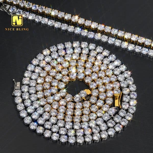Wholesale Price 316l Stainless Steel Tennis Chain Men Women 6mm Cubic Zirconia Cz Diamond Necklace Bracelet Hip Hop Jewelry