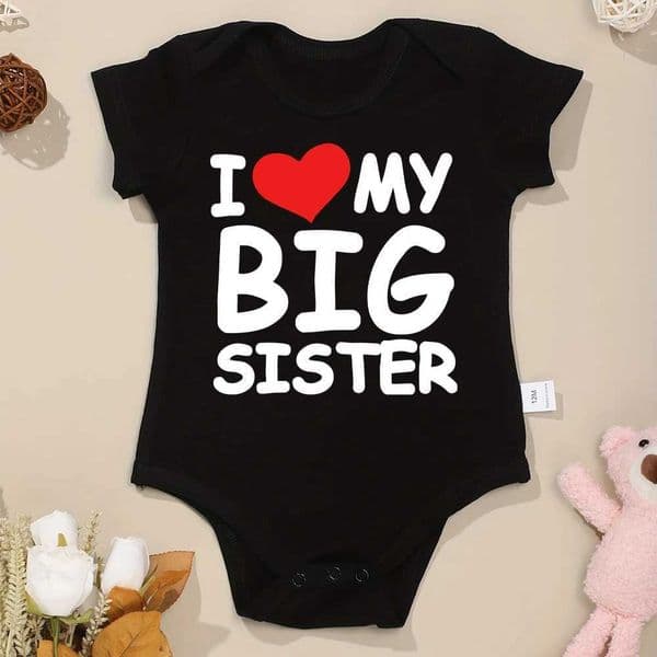 High Qu Cotton Newborn Clothing I Love My Big Sister Aesthetic Cute Boys Tight Clothes Summer Casual Baby Girls Onesie Z250331