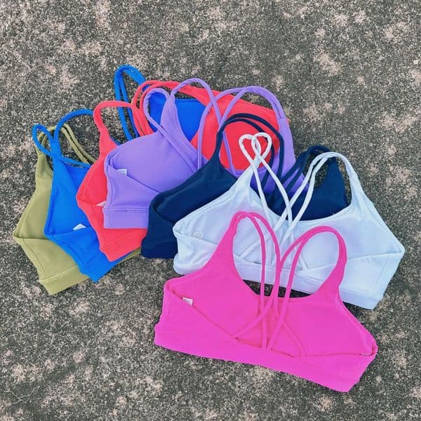 Solid color soft high-strength womens cross fitness bra tight sports top comprehensive training gym yoga bra with chest cushionXJ250331