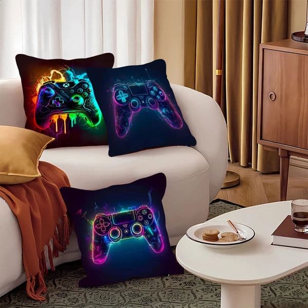 Comfortable pillow room bedroom office coffee shop car pillow living room square pillow cushion Game handle boy style Home Decor 250325