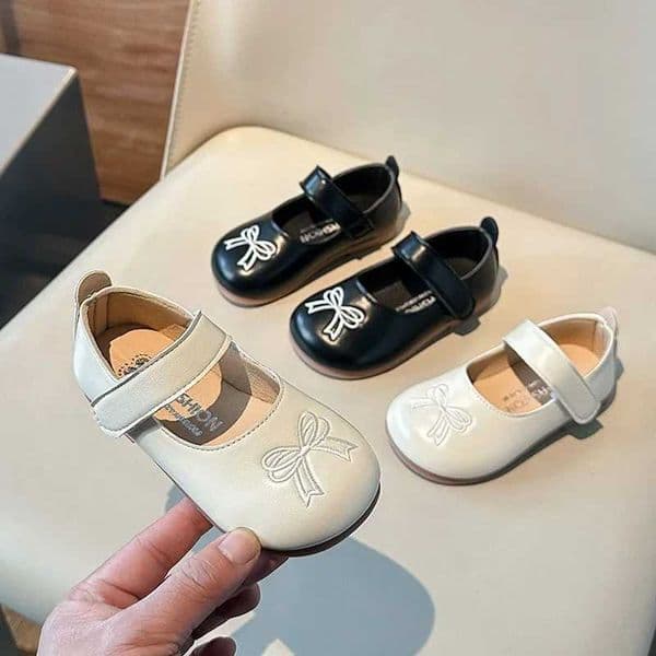 Girl Princess Shoes Bow Par Fashion Spring Childrens Flat Shoes Anti slip Pu Leather Four color Preschool Mary Jens 21-30XJ250331