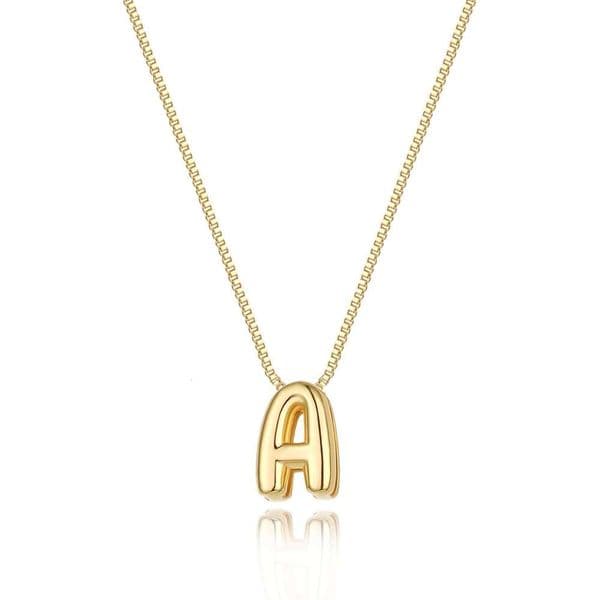 Bubble Initial Dainty Letter Necklace 14K Plated Cute Name Choker Necklaces Trendy Gold Personalized Jewelry Gift for Women