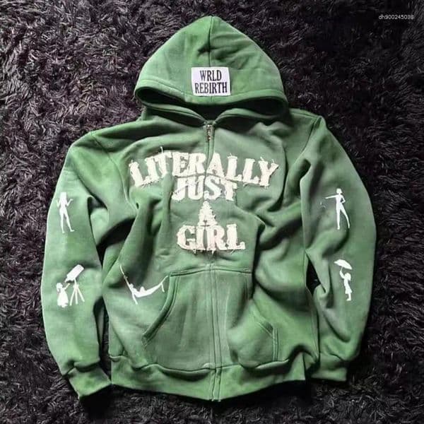 Men's Hoodies 2025 Letter Emboridery Women Graphic Top Oversized Zipper Hoodie Retro American Streetwear Goth Men Sweatshirt