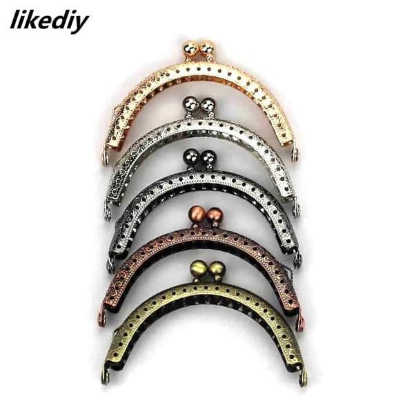 10 Pcs/Lot 8.5 CM Size Double Bead Semicircular Metal Purse Frame Kiss Clasp Clutch DIY Bag Accessory 250327