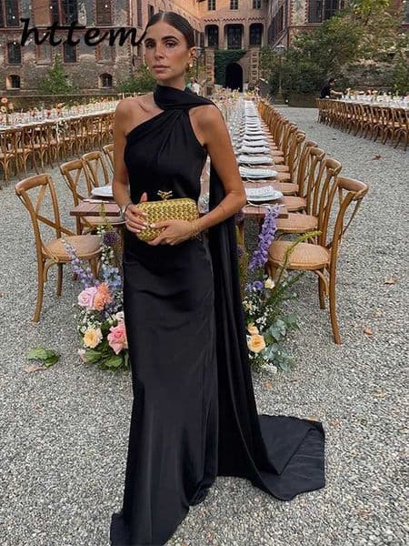 Elegant satin ribbon long party dress for women solid sleeveless and backless women 2025 spring/summer womens fashionable evening dress W250430