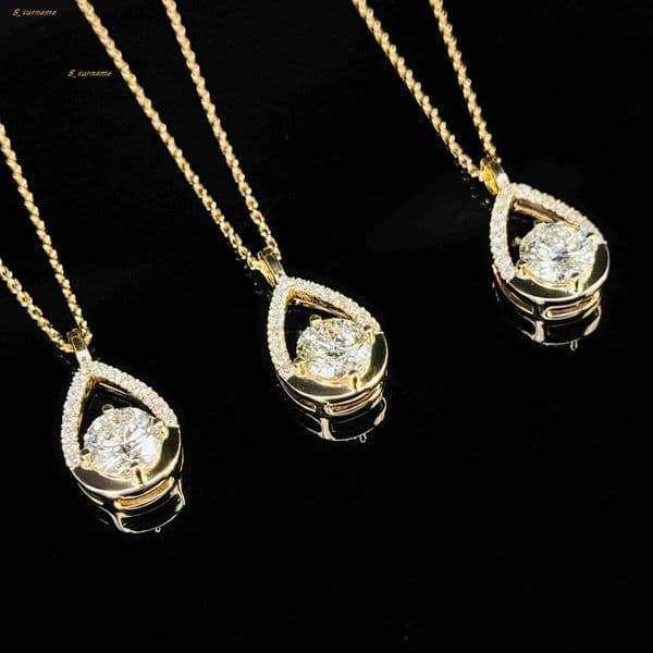 Qinglong Jewelry Design 18K 14K 10K 9K Gold Lab Diamond Pendant Necklace Fashion Jewelry for Engagement Party With IGI Certified