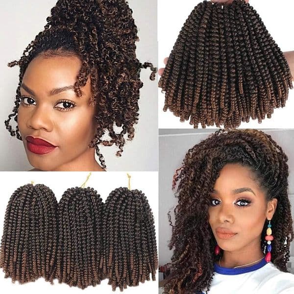 Spring Twist Hair Crochet Braids Passion Twist Crochet Hair Extensions 12Inch Pre-Twist for Black Women Afro Fluffy 20 Strands/Pack Hair Ombre Color Twist Hair
