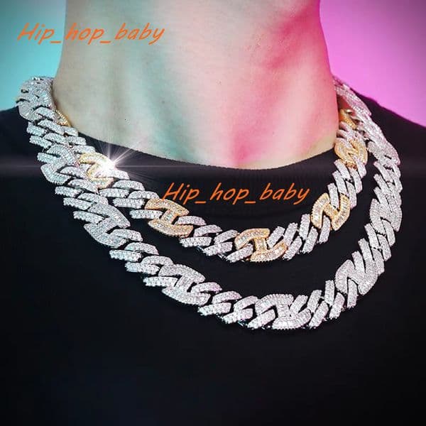 VVS Moissanite Iced Chain for Men 15mm Wide 925 Solid Silver Gold Plated Rapper Necklace Iced Out Diamond Cuban Link Chain