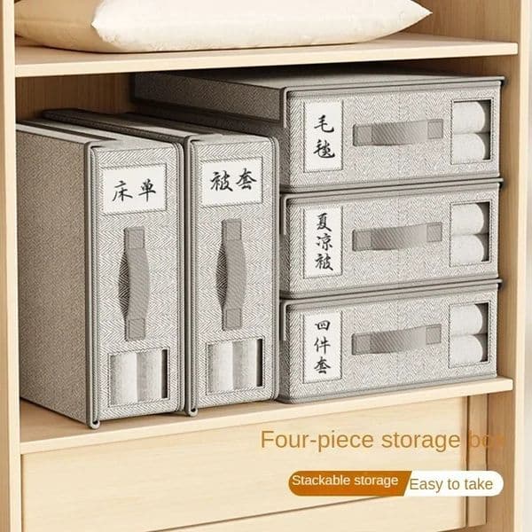 Creative bedding storage box clothing fabric 4-piece organizer wardrobe blanket duvet cover non-woven fabric storage box 250515ww