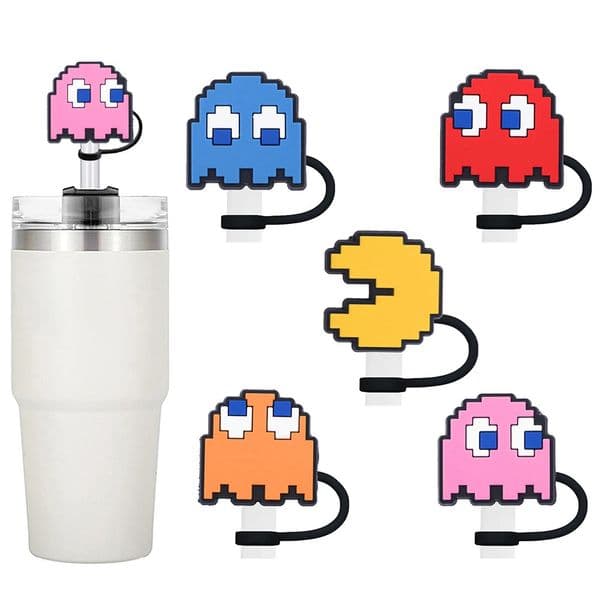 5pcs Cartoon Straw Cover Cap 10MM Silicone Drink Straw Plug Reusable Splash Proof Drinking Cup Straw Cap Accessories 250429
