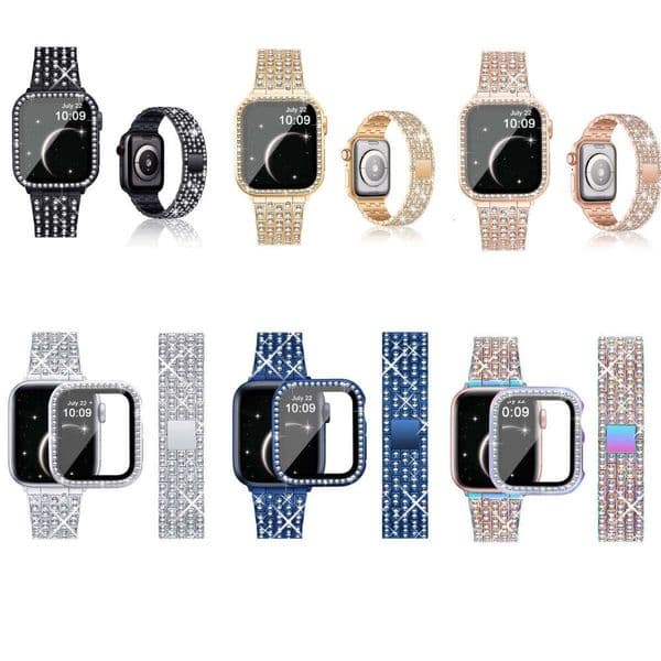 Suitable for dia studded iWatch3/4/5/6/7/8/s metal Apple Watch strap