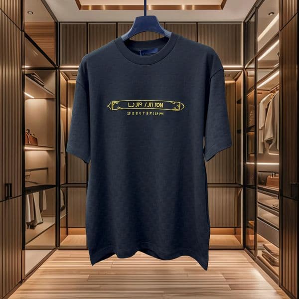 high quality tshirt black designer mens tshirt summer fashion gold frame embroidery knitted short sleeved casual pure cotton classic tshirt luxury clothing