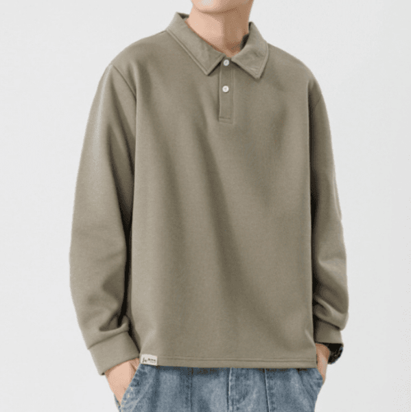 286 Men Long-sleeved Autumn and Winter Heavy Loose Solid Color Lapel Youth Casual