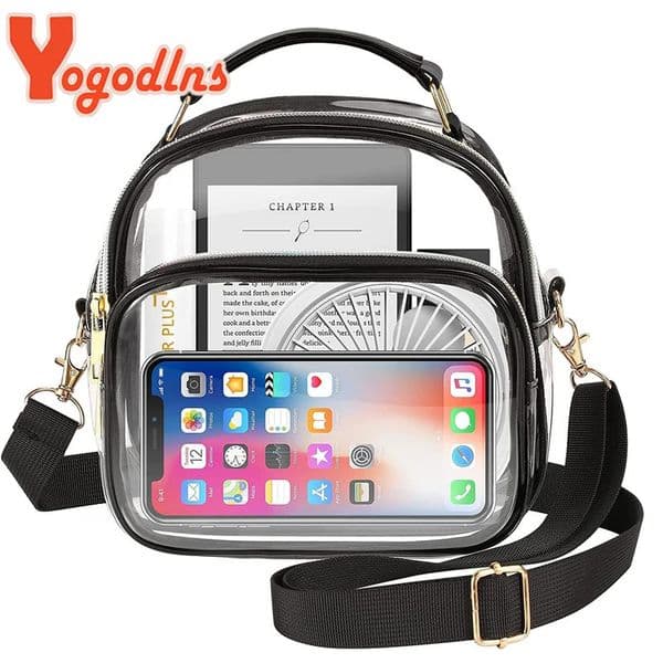 Transparent PVC womens handbag sports stadium approved womens transparent bag through fashionable waterproof leisure 250430