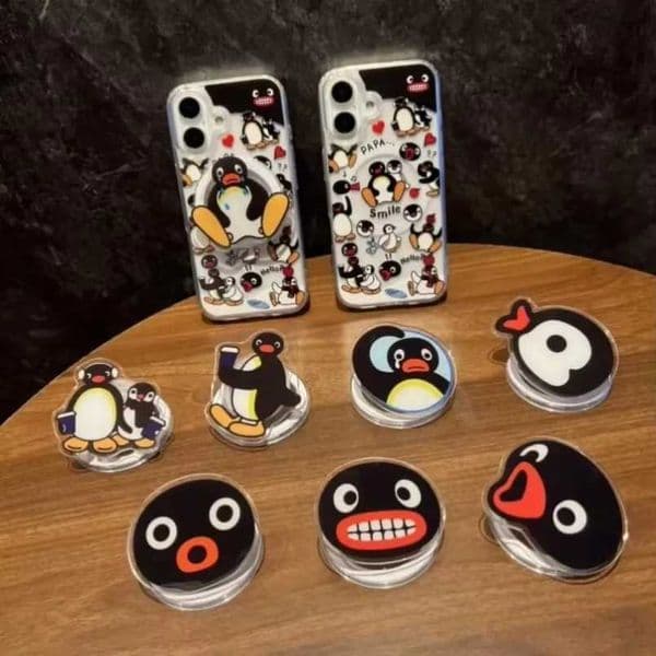 Portable Cartoon Penguin Phone Stand Cute Magnetic Airbag Mobile Desktop Folding Phone Stand Suitable for Phone M250504