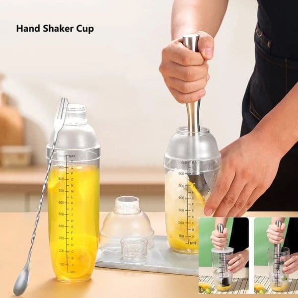 Bartender Cocktail Shaker Martini Hand Shake Cup with Scales Hammer 500ml/700ml/1000ml Hand Lemon Shaker Wine Drink Mixer Bar Tool