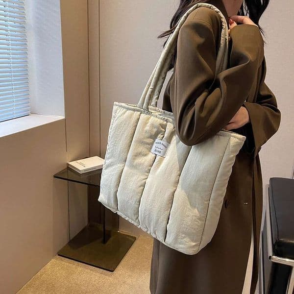 Autumn Winter Shoulder For Women Soft Cotton Capacity Shopping Bags Fashion Female Totes Bag Single Quilted Padded Handbag