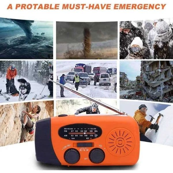 Hand Solar Radio Portable Power Bank AM/FM/NOAA Emergency Weather Radio for Hurricane Earthquake Disaster Survival Supply X250505