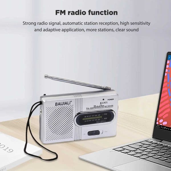 Mini retro wireless charging full wave FM radio receiver telescopic antenna powered by AA battery X2505051