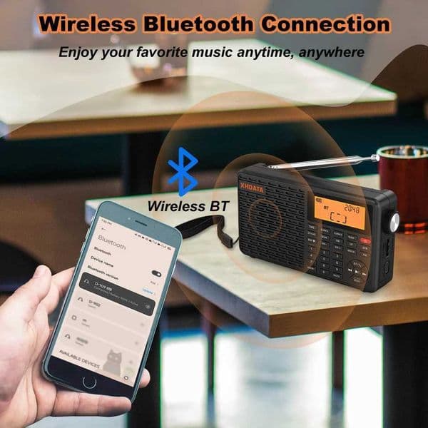 XHDATA D-109 Stereo Digital Portable Radio AM SW MW FM Radio Bluetooth Compatible Multi functional Radio Supports TF Card Player X2505051
