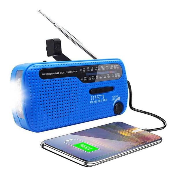 Multi band AM/FM/SW portable radio emergency handle solar radio with LED flash 2000mAh power pack phone charger X250505