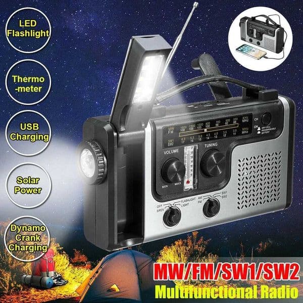 Portable multifunctional wireless controller solar crank generator powered by AM/FM/SW1 with flash LED reading light X250505