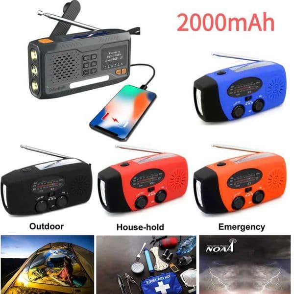 Solar Hand Crank Emergency Radio 4 Ways Powered Portable Emergency Radio 3.5mm Headphone Jack SOS Alarm for Camping Hiking Tents X250505