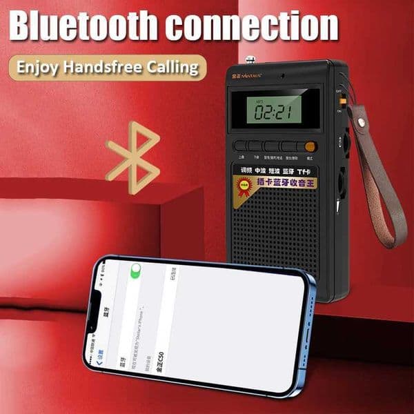 Portable mini radio pocket FM/AM/SW radio receiver Bluetooth stereo speaker handheld TFMP3 player with LCD display 3.5mm jack X2505051