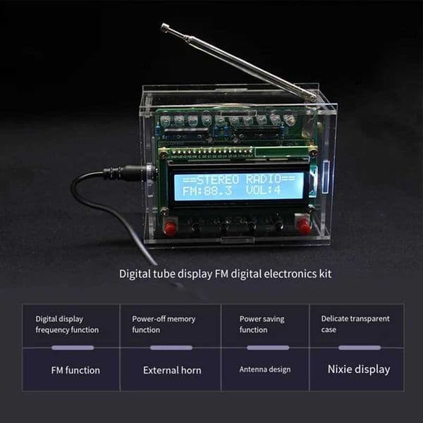 B50B-FM Radio Electronic Kit Production Welding RDA5807 Adjustable Frequency 87-108MHZ With LCD Display LED Light For DIY X250505