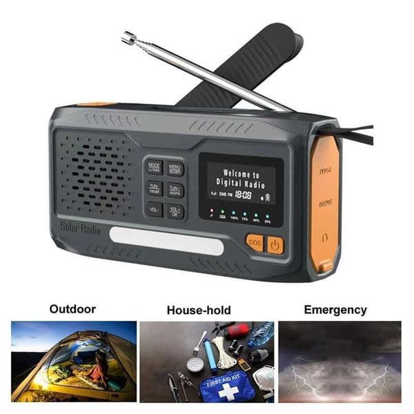 Portable Solar Radio Receiver Emergency Radio DAB/FM Bluetooth Radio With LED Flashlight/SOS X250505