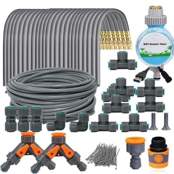 530M adjustable brass atomizer water system connected to 14 hose irrigation greenhouse intelligent timer plant lawn 250506