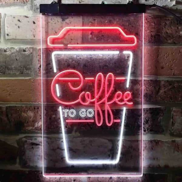 Two color coffee go to the store take away the coffee LED neon lights decorate the coffee wall hang the coffee neon lights 3D carving wall art Z250506