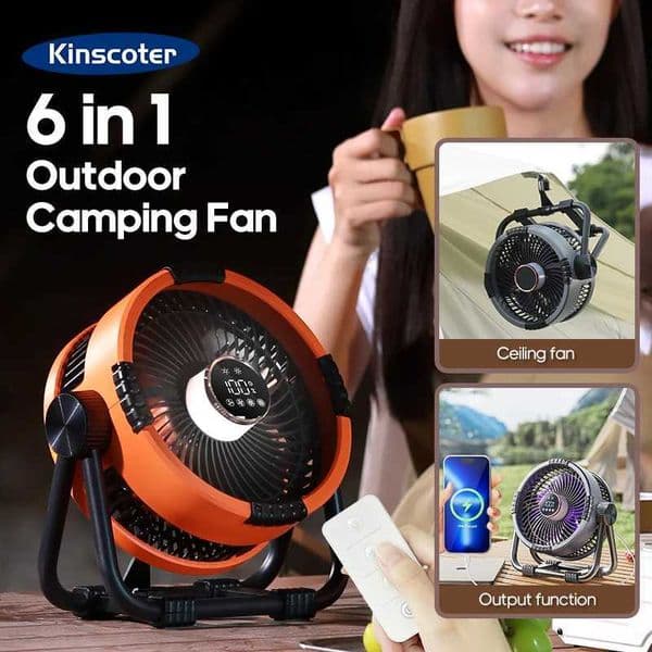 New Multifunctional 6 in 1 Desktop Fan 20000mAh Outdoor Camping Fan Air Circulator 4 Speed Adjustment Wireless Tent Ceiling Fan T260520