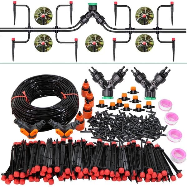 13CM drip irrigation system 14 inch hose adjustable spray kit 4way micro water flow for garden flowers and plants 250506BJ