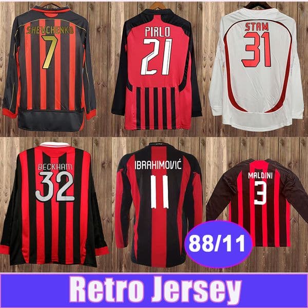 1988 2011 DEULOFEU Mens RETRO Soccer Jerseys KAKA SHEVCHENKO BOBAN SERGINHO GILARDINO INZAGHI Home Away 3rd Long Sleeve Vintage Football Shirts