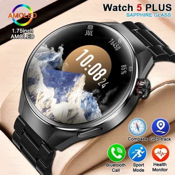 2025New For Ultra Smart GT5 Pro Smart Watch Men HD AMOLED Screen GPS Motion trectory HeartRate Bluetooth Call 1.75" SmartWatch IP68